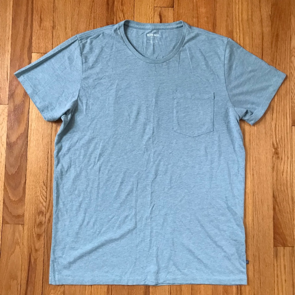 Bonobos Heathered Sky Blue Short Sleeve Pocket Tee Slim Fit Large